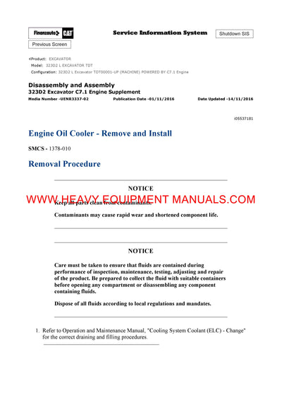 DOWNLOAD CATERPILLAR 323D2 L EXCAVATOR SERVICE REPAIR MANUAL TDT