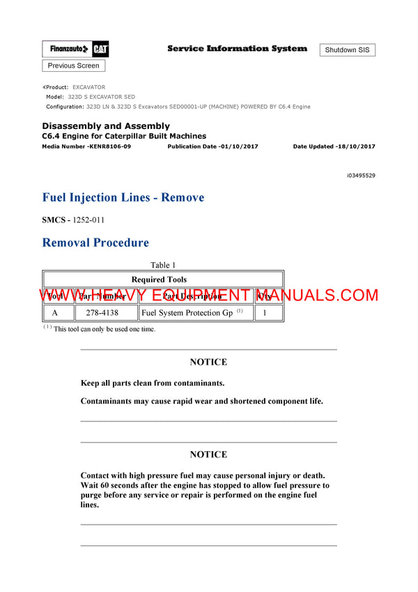DOWNLOAD CATERPILLAR 323D S EXCAVATOR SERVICE REPAIR MANUAL SED