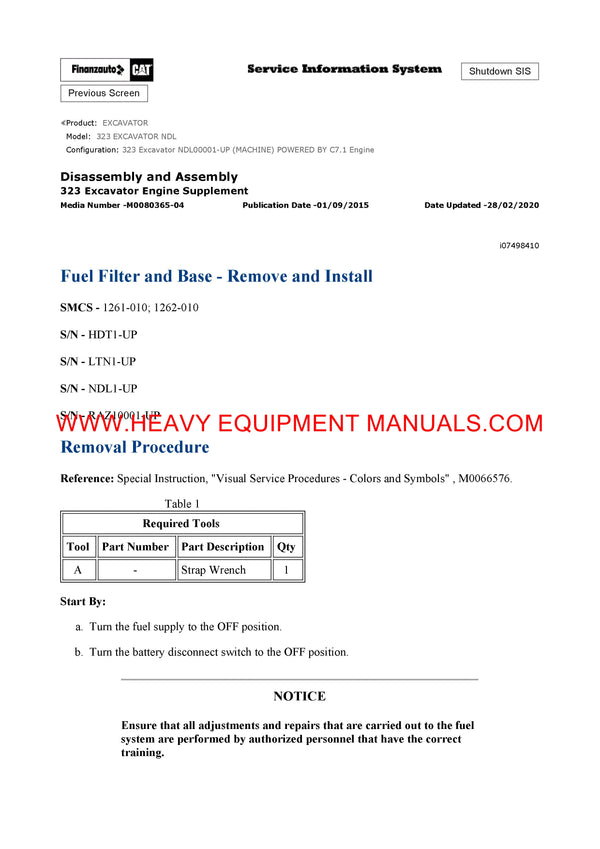 DOWNLOAD CATERPILLAR 323 EXCAVATOR FULL COMPLETE SERVICE REPAIR MANUAL NDL