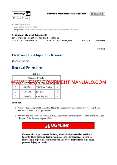 DOWNLOAD CATERPILLAR 323F L EXCAVATOR SERVICE REPAIR MANUAL PLB