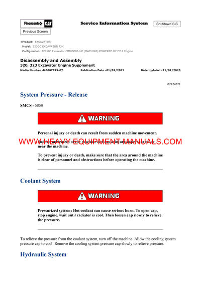 Caterpillar 324D EXCAVATOR Service Repair Manual CJX
