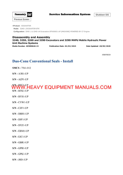 DOWNLOAD CATERPILLAR 324D L EXCAVATOR SERVICE REPAIR MANUAL BTK