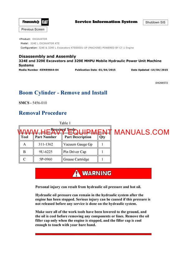 DOWNLOAD CATERPILLAR 324E L EXCAVATOR SERVICE REPAIR MANUAL KTE