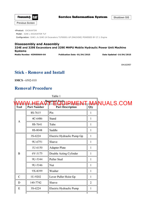 DOWNLOAD CATERPILLAR 324E L EXCAVATOR SERVICE REPAIR MANUAL TLF