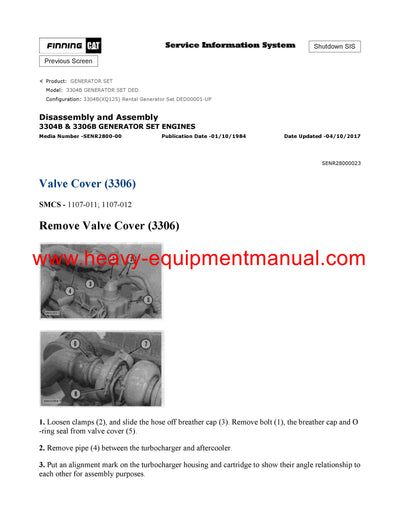 DOWNLOAD CATERPILLAR 3304B GENERATOR SET SERVICE REPAIR MANUAL DED
