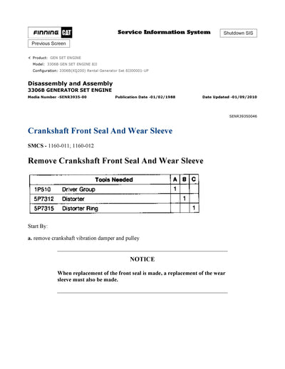 DOWNLOAD CATERPILLAR 3306B GEN SET ENGINE SERVICE REPAIR MANUAL 8JJ