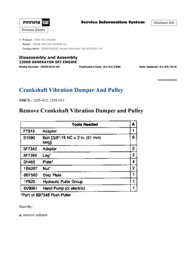 DOWNLOAD CATERPILLAR 3306B GEN SET ENGINE SERVICE REPAIR MANUAL 8JJ