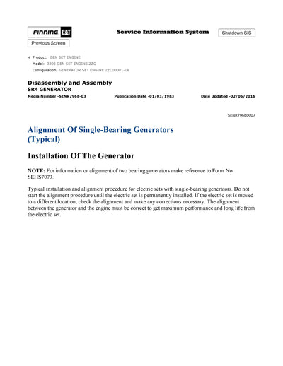 DOWNLOAD CATERPILLAR 3306 GEN SET ENGINE SERVICE REPAIR MANUAL 2ZC