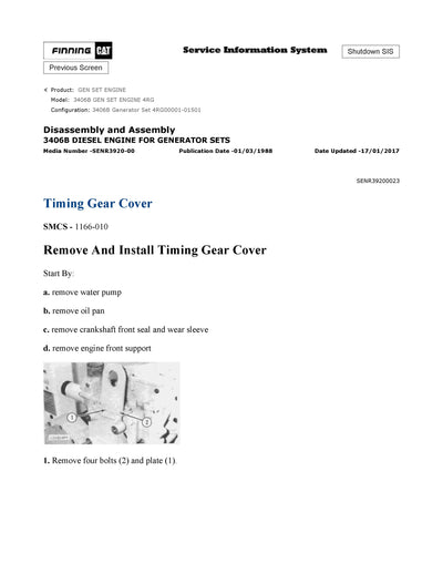 DOWNLOAD CATERPILLAR 3406B GEN SET ENGINE SERVICE REPAIR MANUAL 4RG