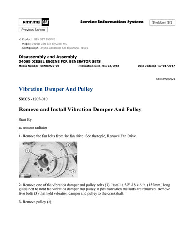 DOWNLOAD CATERPILLAR 3406B GEN SET ENGINE SERVICE REPAIR MANUAL 4RG