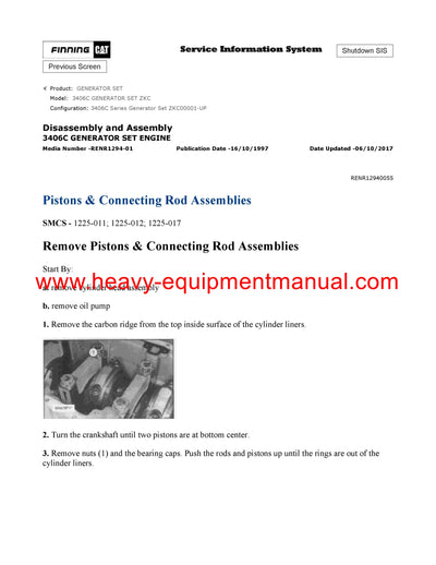 DOWNLOAD CATERPILLAR 3406C GENERATOR SET SERVICE REPAIR MANUAL ZKC