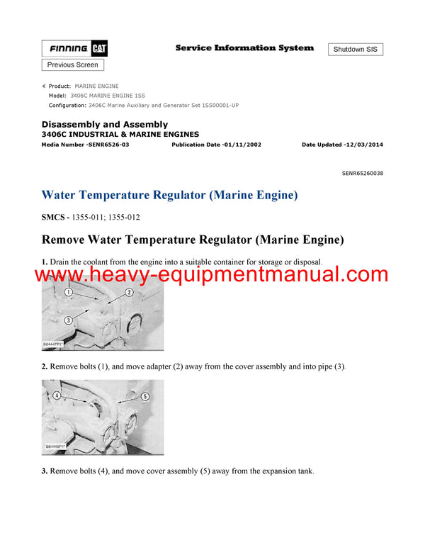 DOWNLOAD CATERPILLAR 3406C MARINE ENGINE SERVICE REPAIR MANUAL 1SS