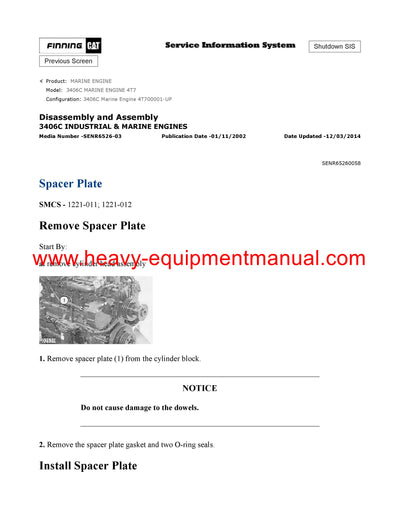DOWNLOAD CATERPILLAR 3406C MARINE ENGINE SERVICE REPAIR MANUAL 4T7
