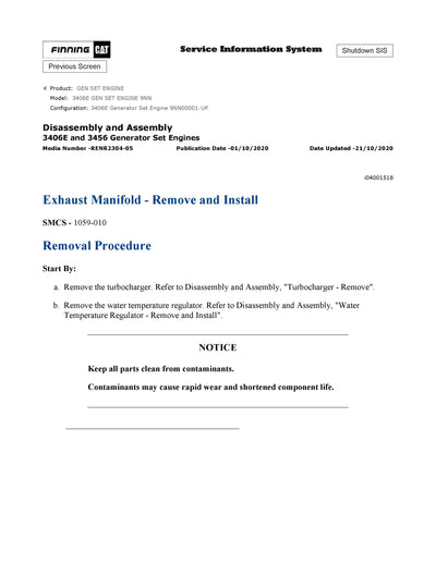 DOWNLOAD CATERPILLAR 3406E GEN SET ENGINE SERVICE REPAIR MANUAL 9NN