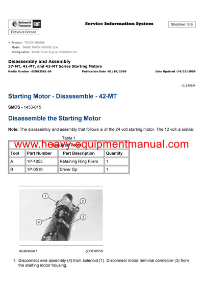 Caterpillar 3406E 1LW Engine Full Complete Service Manual