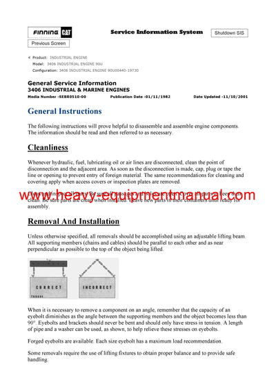 DOWNLOAD CATERPILLAR 3406 INDUSTRIAL ENGINE SERVICE REPAIR MANUAL 90U