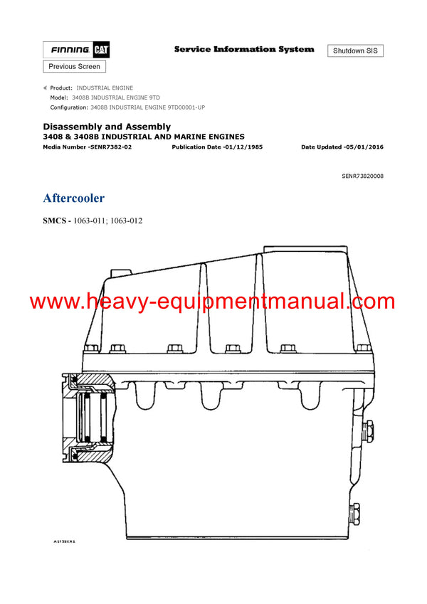 DOWNLOAD CATERPILLAR 3408B INDUSTRIAL ENGINE SERVICE REPAIR MANUAL 9TD