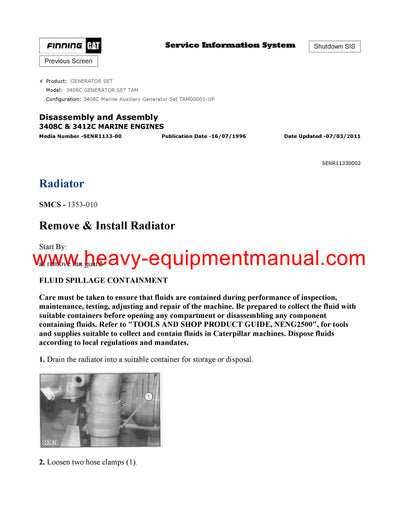 DOWNLOAD CATERPILLAR 3408C GENERATOR SET SERVICE REPAIR MANUAL TAM