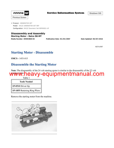 DOWNLOAD CATERPILLAR 3412C GENERATOR SET SERVICE REPAIR MANUAL 9EP