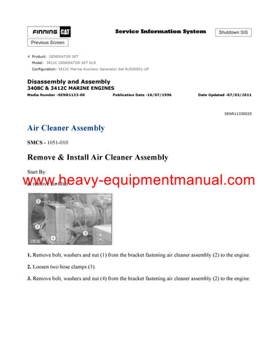 DOWNLOAD CATERPILLAR 3412C GENERATOR SET SERVICE REPAIR MANUAL RLR