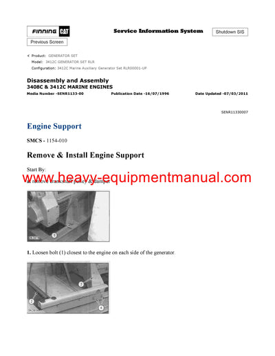 DOWNLOAD CATERPILLAR 3412C GENERATOR SET SERVICE REPAIR MANUAL RLR