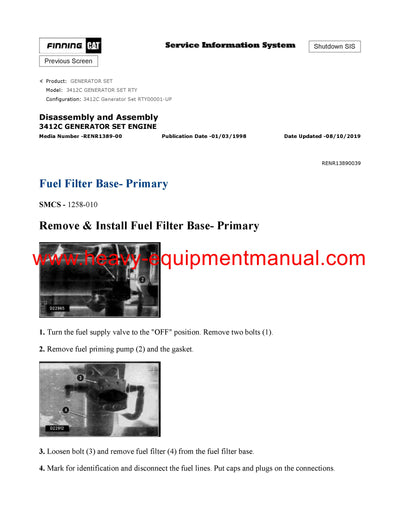 DOWNLOAD CATERPILLAR 3412C GENERATOR SET SERVICE REPAIR MANUAL RTY