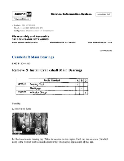 DOWNLOAD CATERPILLAR 3412C GEN SET ENGINE SERVICE REPAIR MANUAL BAK