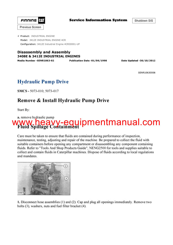 DOWNLOAD CATERPILLAR 3412E INDUSTRIAL ENGINE SERVICE REPAIR MANUAL 4CR