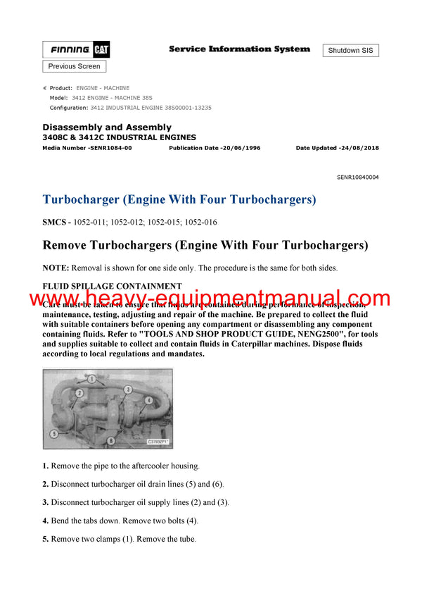 DOWNLOAD CATERPILLAR 3412 ENGINE - MACHINE SERVICE REPAIR MANUAL 38S