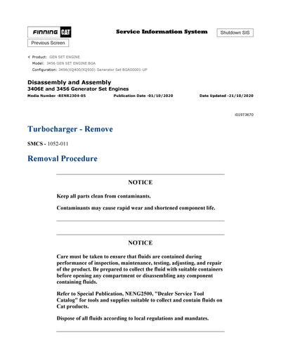 DOWNLOAD CATERPILLAR 3456 GEN SET ENGINE SERVICE REPAIR MANUAL BGA