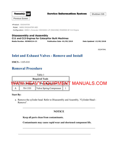 DOWNLOAD CATERPILLAR 349D2 EXCAVATOR SERVICE REPAIR MANUAL WEC