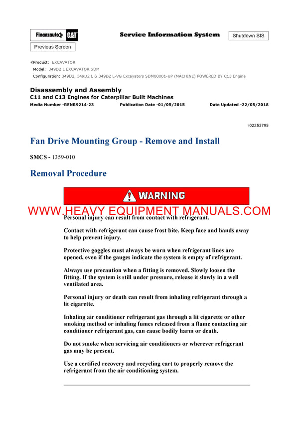 DOWNLOAD CATERPILLAR 349D2 L EXCAVATOR SERVICE REPAIR MANUAL SDM