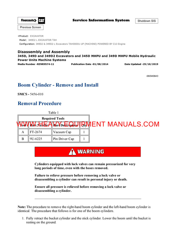 DOWNLOAD CATERPILLAR 349D2 L EXCAVATOR SERVICE REPAIR MANUAL TAH