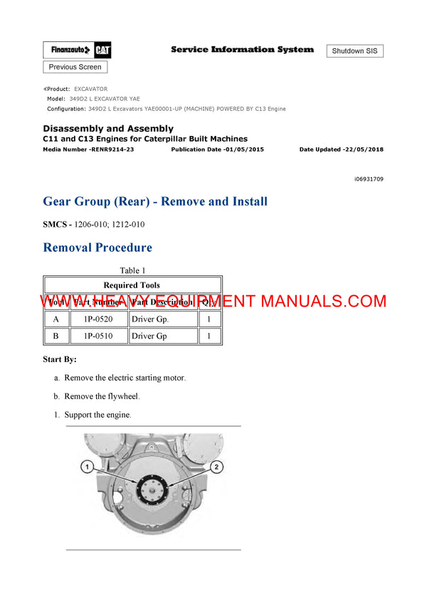 DOWNLOAD CATERPILLAR 349D2 L EXCAVATOR SERVICE REPAIR MANUAL YAE