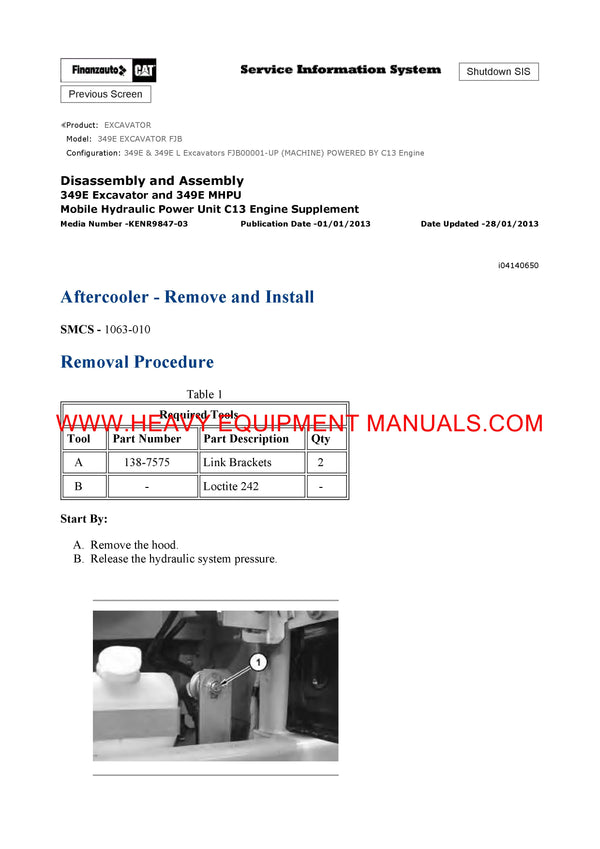 DOWNLOAD CATERPILLAR 349E EXCAVATOR SERVICE REPAIR MANUAL FJB