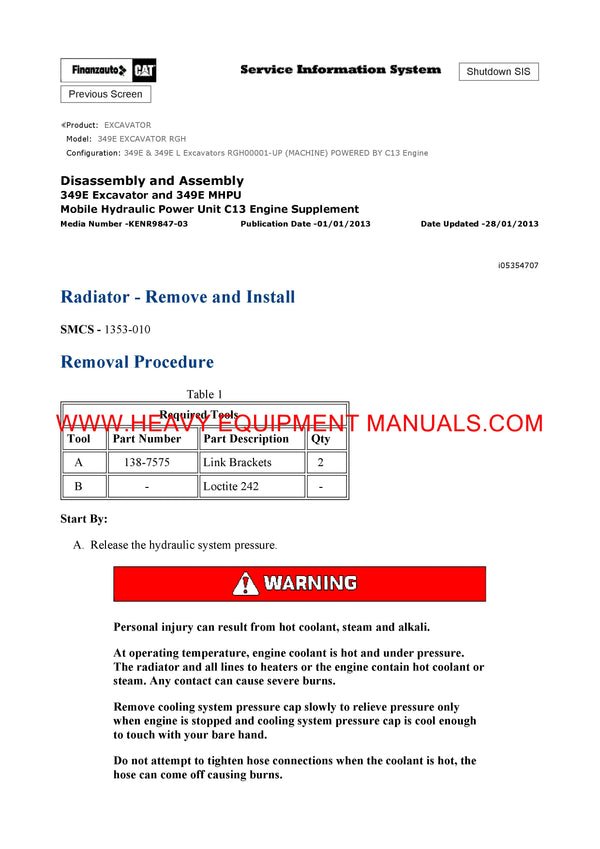 DOWNLOAD CATERPILLAR 349E EXCAVATOR SERVICE REPAIR MANUAL RGH