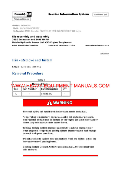 DOWNLOAD CATERPILLAR 349E L EXCAVATOR SERVICE REPAIR MANUAL MZW