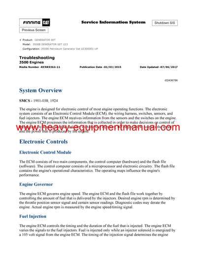 DOWNLOAD CATERPILLAR 3508B GENERATOR SET SERVICE REPAIR MANUAL LD3