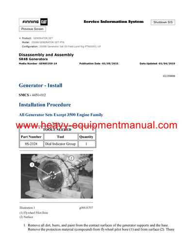 DOWNLOAD CATERPILLAR 3508B GENERATOR SET SERVICE REPAIR MANUAL PTN