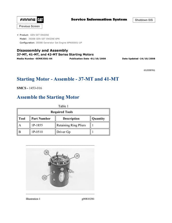 DOWNLOAD CATERPILLAR 3508B GEN SET ENGINE SERVICE REPAIR MANUAL 6PN