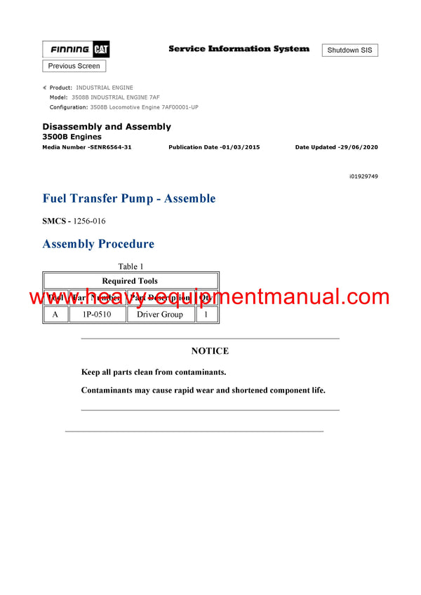 DOWNLOAD CATERPILLAR 3508B INDUSTRIAL ENGINE SERVICE REPAIR MANUAL 7AF