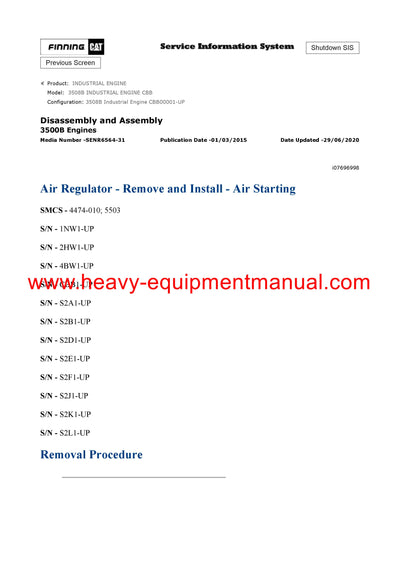 DOWNLOAD CATERPILLAR 3508B INDUSTRIAL ENGINE SERVICE REPAIR MANUAL CBB