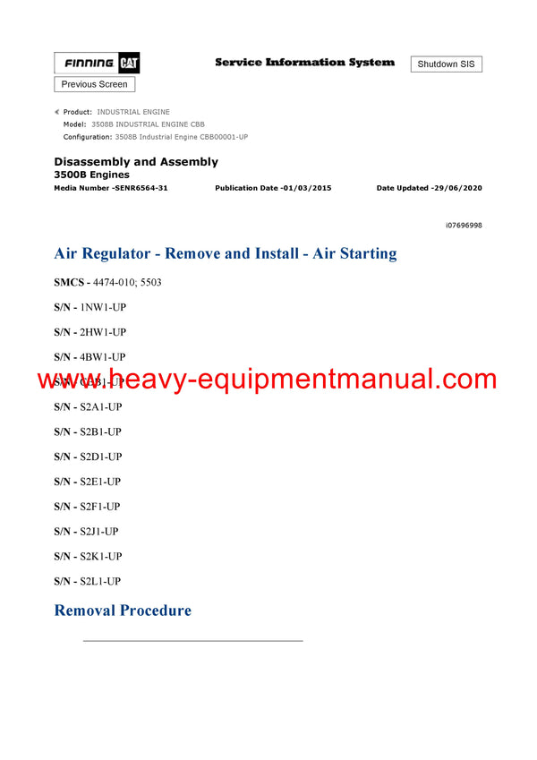 DOWNLOAD CATERPILLAR 3508B INDUSTRIAL ENGINE SERVICE REPAIR MANUAL CBB