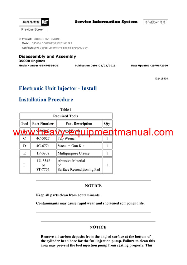 DOWNLOAD CATERPILLAR 3508B LOCOMOTIVE ENGINE SERVICE REPAIR MANUAL 5PS