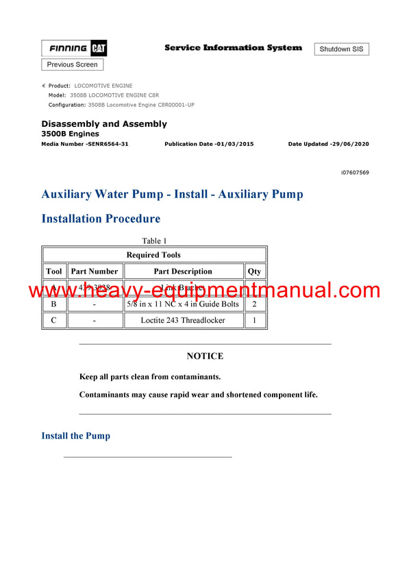 DOWNLOAD CATERPILLAR 3508B LOCOMOTIVE ENGINE SERVICE REPAIR MANUAL C8R