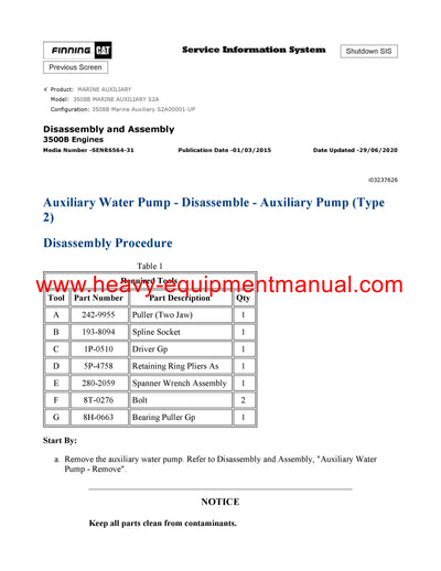 DOWNLOAD CATERPILLAR 3508B MARINE AUXILIARY SERVICE REPAIR MANUAL S2A