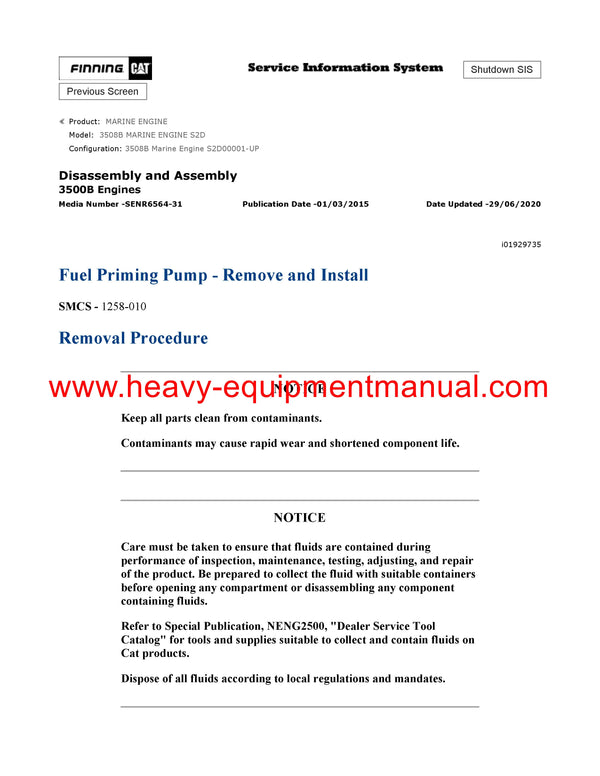 DOWNLOAD CATERPILLAR 3508B MARINE ENGINE SERVICE REPAIR MANUAL S2D