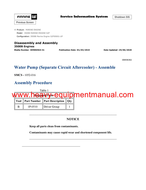 DOWNLOAD CATERPILLAR 3508B MARINE ENGINE SERVICE REPAIR MANUAL S2F