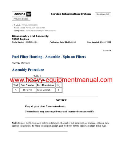 DOWNLOAD CATERPILLAR 3508B PETROLEUM ENGINE SERVICE REPAIR MANUAL P8K