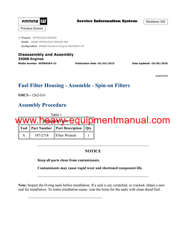 DOWNLOAD CATERPILLAR 3508B PETROLEUM ENGINE SERVICE REPAIR MANUAL P8K